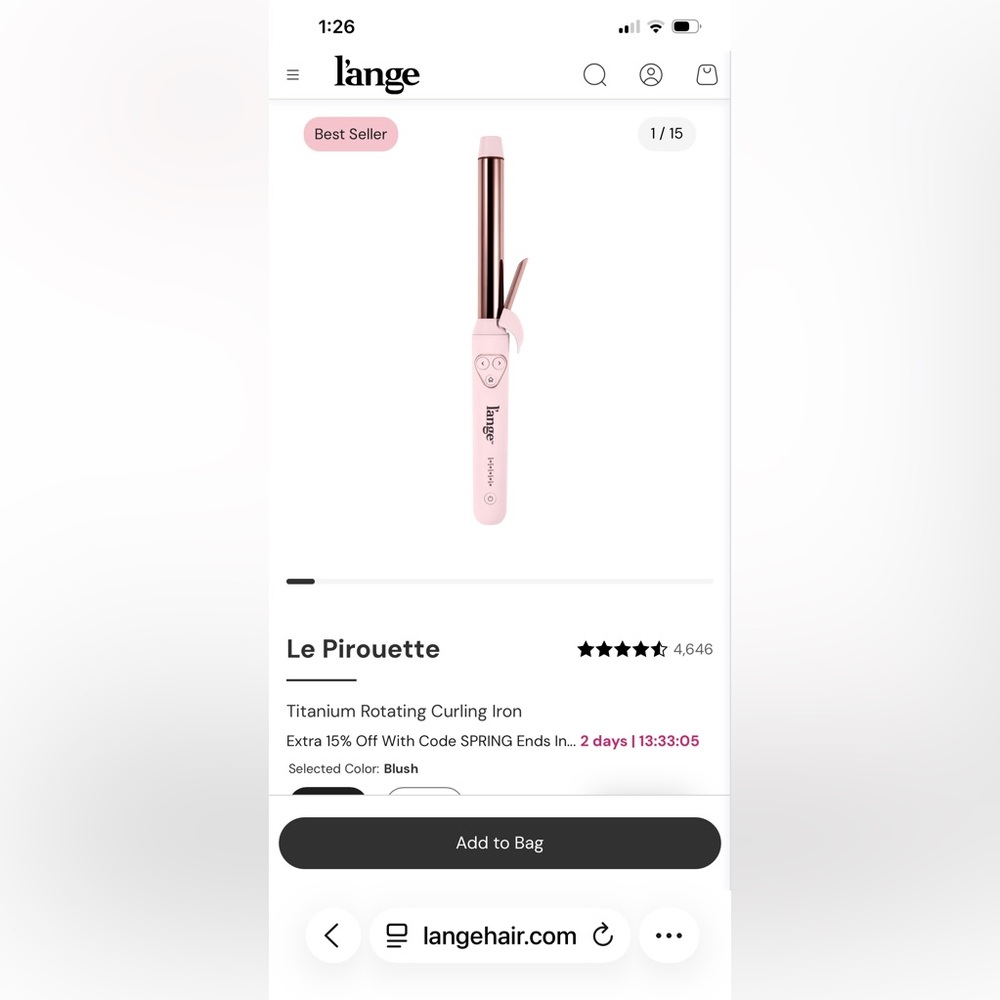 Lange Le Pirouette Pink Titanium Rotating Curling Iron